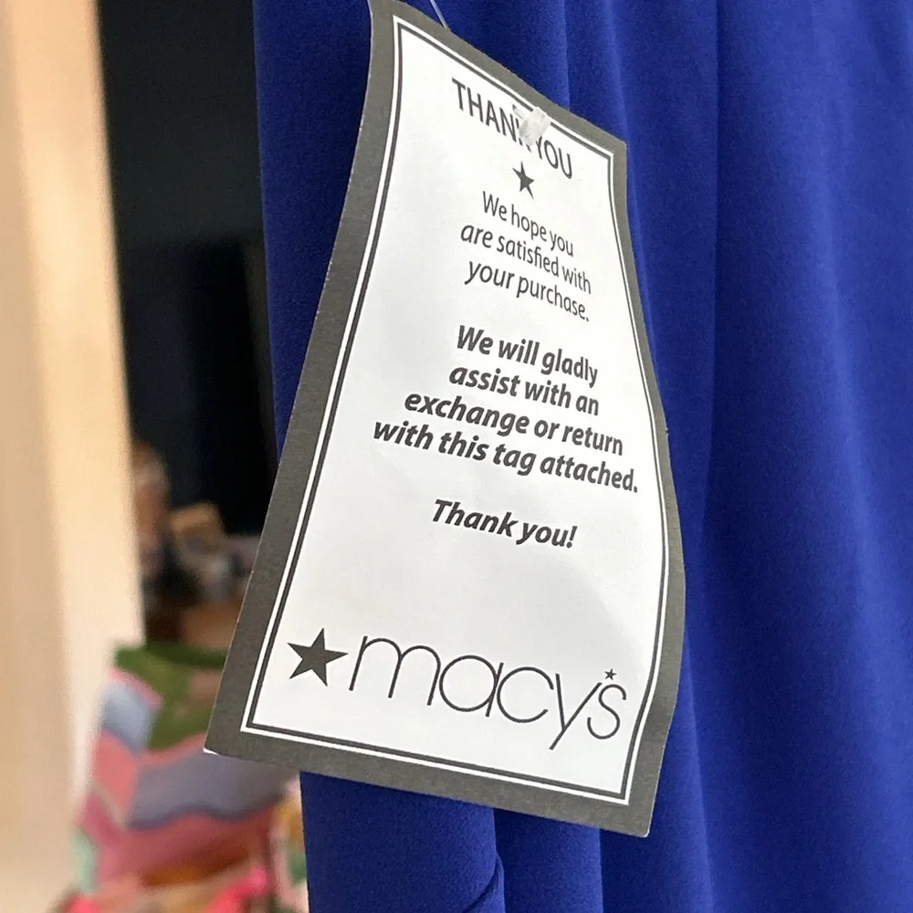 Xscape Cobalt Blue Floral One-Shoulder Maxi Dress